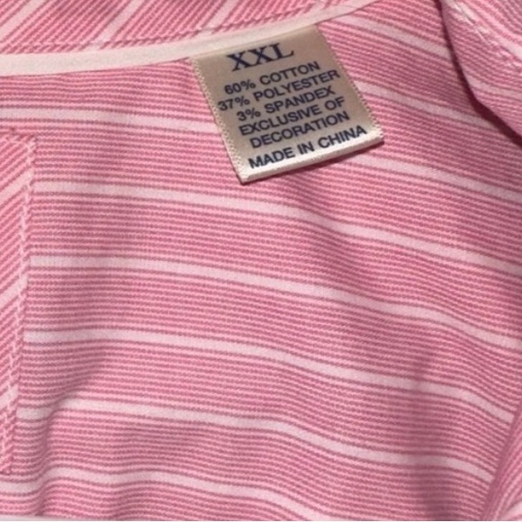 Riders by Lee Baby Pink & White Fitted Short Sleeve Stripe Blouse XXL 2X 20 - Picture 6 of 6